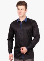 Solemio Black Solid Slim Fit Casual Shirts