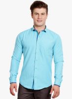 Solemio Blue Solid Slim Fit Casual Shirt