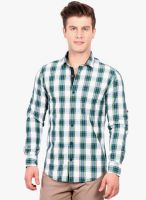 Solemio Green Checked Slim Fit Casual Shirt