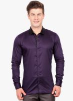Solemio Purple Solid Slim Fit Casual Shirts