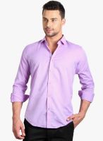 Solemio Purple Solid Slim Fit Casual Shirt