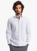 Specimen Blue Solid Slim Fit Casual Shirt