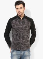 Spykar Dark Grey Printed Regular Fit Casual Shirt