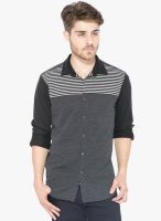 Status Quo Black Printed Slim Fit Casual Shirt