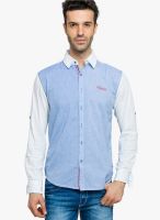 Status Quo Blue Solid Regular Fit Casual Shirt