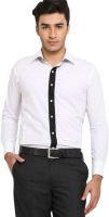 Sttoffa Men's Solid Formal White, Black Shirt