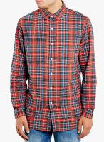 TOPMAN Blue Checked Regular Fit Casual Shirt