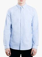 TOPMAN Blue Solid Regular Fit Casual Shirt