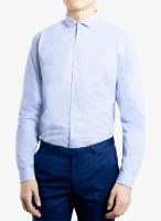 TOPMAN Blue Solid Slim Fit Casual Shirt