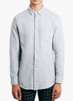 TOPMAN Light Grey Solid Regular Fit Casual Shirt