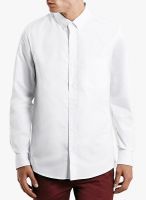 TOPMAN White Solid Regular Fit Casual Shirt