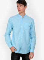 The Indian Garage Co. Aqua Blue Slim Fit Casual Shirt