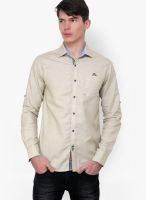 The Indian Garage Co. Beige Slim Fit Casual Shirt