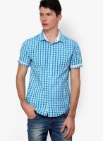 The Indian Garage Co. Blue Check Slim Fit Casual Shirt