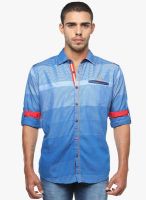 The Indian Garage Co. Blue Checked Slim Fit Casual Shirt