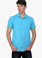 The Indian Garage Co. Blue Slim Fit Casual Shirt