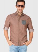 The Indian Garage Co. Brown Slim Fit Casual Shirt