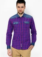 The Indian Garage Co. Checked Purple Casual Shirt