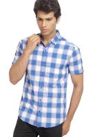 The Indian Garage Co. Checks Blue Slim Fit Casual Shirt