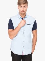 The Indian Garage Co. Light Blue Slim Fit Casual Shirt