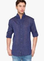 The Indian Garage Co. Navy Blue Regular Fit Casual Shirt