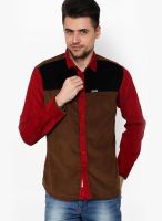 The Indian Garage Co. Solid Red Casual Shirt
