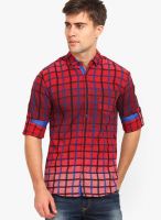 The Indian Garage Co. Solid Red Casual Shirt