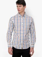 The Indian Garage Co. White Check Slim Fit Casual Shirt