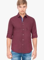 The Indian Garage Co. Wine Slim Fit Casual Shirt