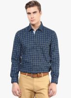 The Vanca Blue Checked Slim Fit Casual Shirt