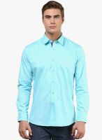 The Vanca Blue Solid Regular Fit Casual Shirt