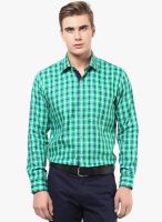 The Vanca Green Checked Slim Fit Casual Shirt
