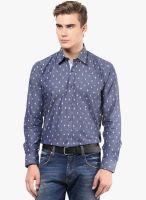 The Vanca Grey Printed Slim Fit Casual Shirt