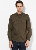 U.S. Polo Assn. Olive Solid Regular Fit Casual Shirt