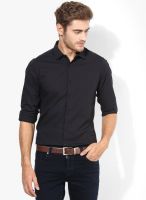 United Colors of Benetton Black Stretch Cotton Casual Shirts