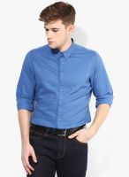 United Colors of Benetton Blue Cotton Linen Casual Shirts