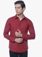 Upper Line Maroon Solid Regular Fit Casual Shirt