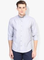 V Dot Grey Solid Slim Fit Casual Shirt