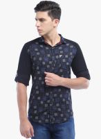 Vintage Black Printed Slim Fit Casual Shirt