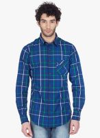 Vintage Blue Checked Slim Fit Casual Shirt