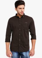 Vintage Brown Solid Slim Fit Casual Shirt