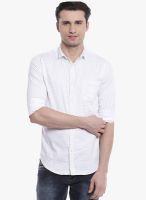 Vintage White Printed Slim Fit Casual Shirt