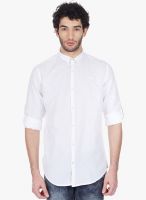 Vintage White Solid Slim Fit Casual Shirt