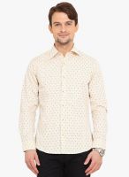 Western Vivid Beige Printed Slim Fit Casual Shirt