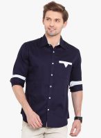 Western Vivid Blue Solid Slim Fit Casual Shirt