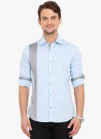 Western Vivid Light Blue Solid Slim Fit Casual Shirt