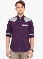 Western Vivid Purple Solid Slim Fit Casual Shirt