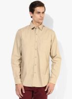 Wills Lifestyle Beige Slim Fit Casual Shirt