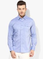 Wills Lifestyle Blue Regular Fit Casual Shirt