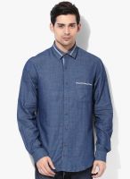 Wills Lifestyle Blue Slim Fit Casual Shirt